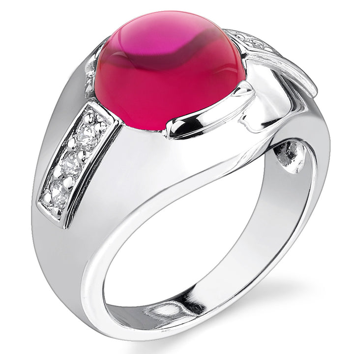 7 cts Round Cut Ruby Sterling Silver Mens Ring