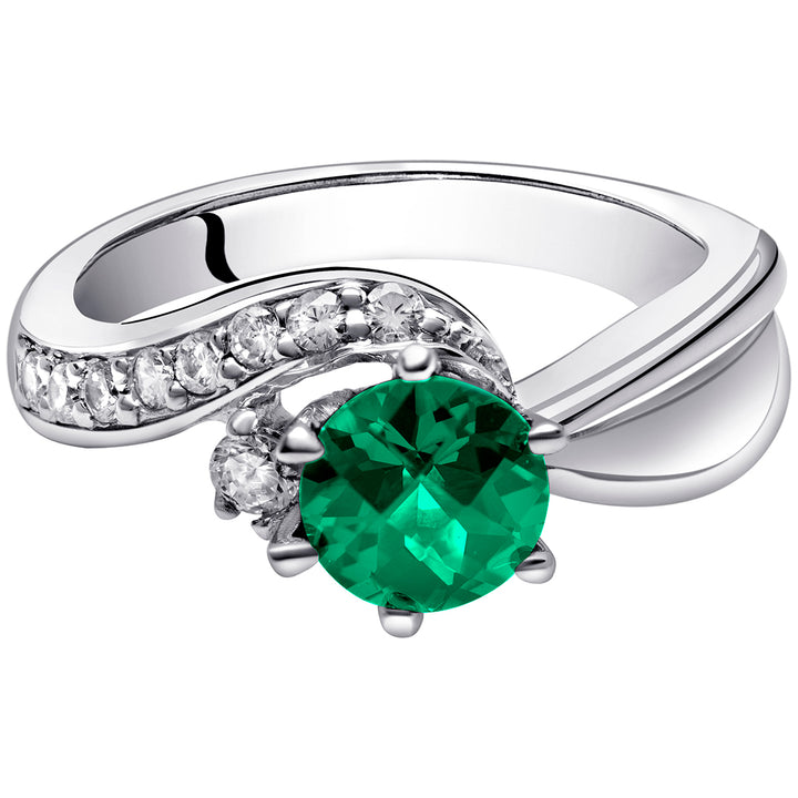 Emerald Ring Sterling Silver Round Shape Size 6