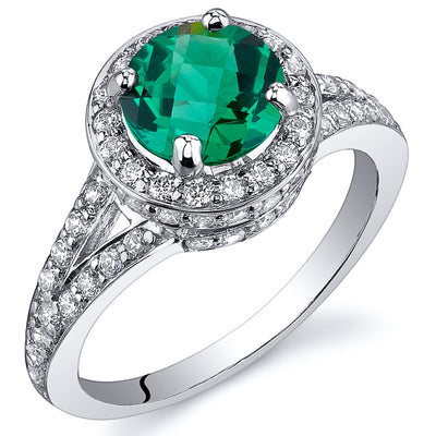 Simulated Emerald Sterling Silver Ring 1.25 Carats Size 5