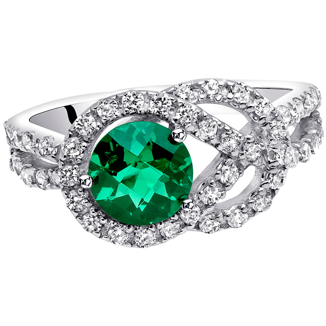 Simulated Emerald Round Cut Sterling Silver Ring Size 6