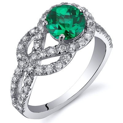 Simulated Emerald Round Cut Sterling Silver Ring Size 6
