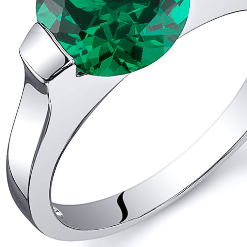 Simulated Emerald Round Cut Sterling Silver Ring Size 5