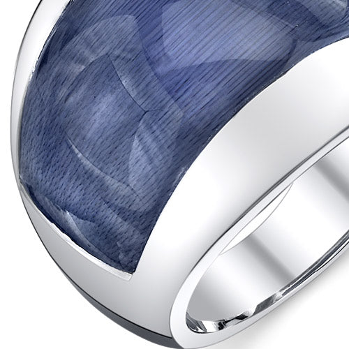 Denim Blue Cat's Eye Sterling Silver Ring Size 6