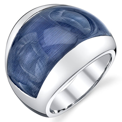 Denim Blue Cat's Eye Sterling Silver Ring Size 6