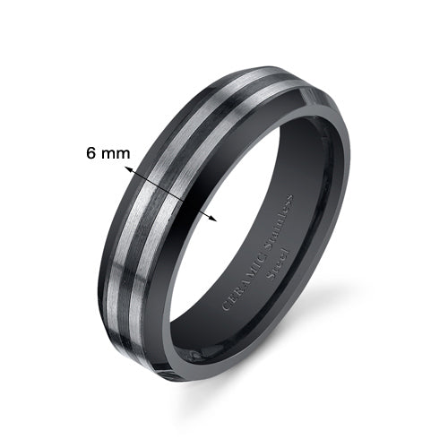 6mm Unisex Stainless Steel and Ceramic Band size 5.5