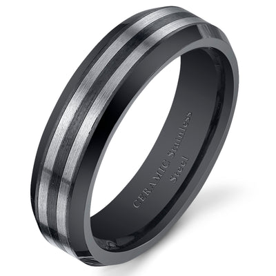 6mm Unisex Stainless Steel and Ceramic Band size 9.5