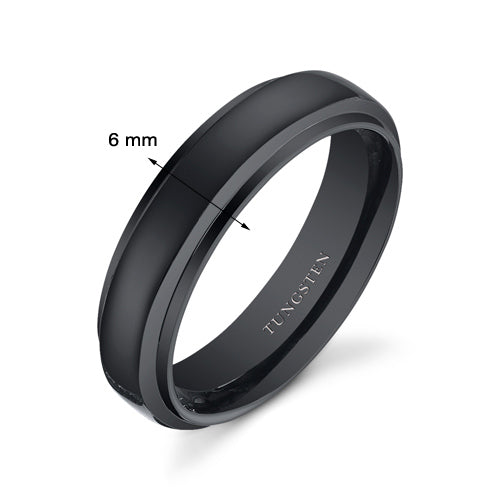 Black Color 6mm Unisex Tungsten Band Size 11.5