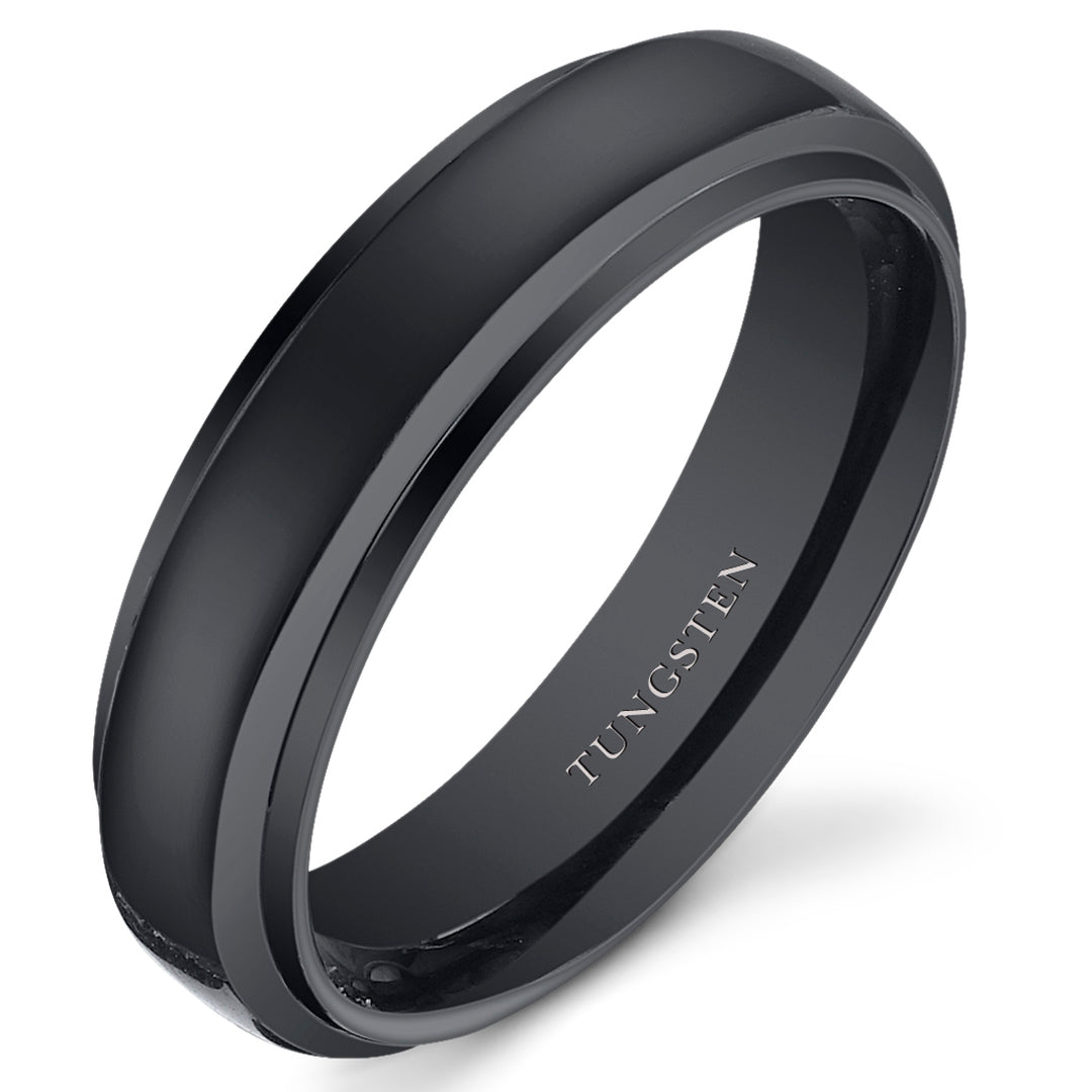 Black Color 6mm Unisex Tungsten Band Size 5.5