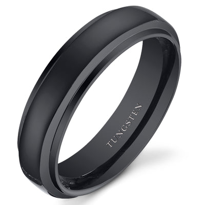 Black Color 6mm Unisex Tungsten Band Size 6.5