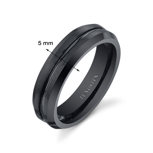 Center Groove 5mm Womens Black Tungsten Band Size 5