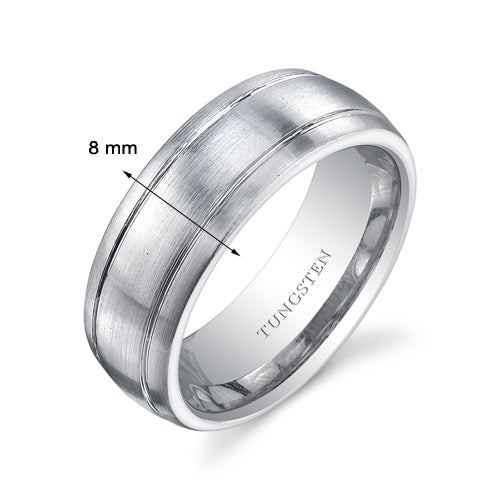 Brushed Finish 8mm Mens Tungsten Band Size 12