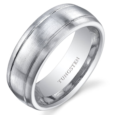 Brushed Finish 8mm Mens Tungsten Band Size 8
