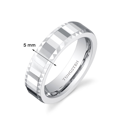Faceted Mirror Finish 5mm Womens Tungsten Band Size 5.5