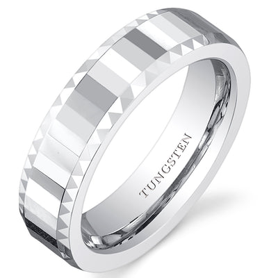 Faceted Mirror Finish 5mm Womens Tungsten Band Size 6