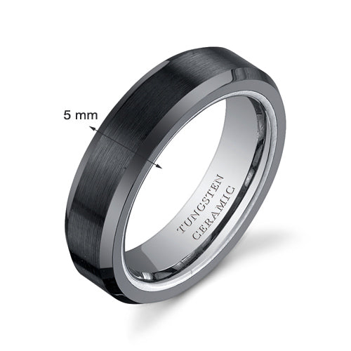 Brushed Center 5mm Womens Tungsten Band Ring Size 5