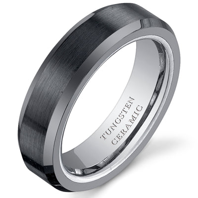 Brushed Center 5mm Womens Tungsten Band Ring Size 6.5