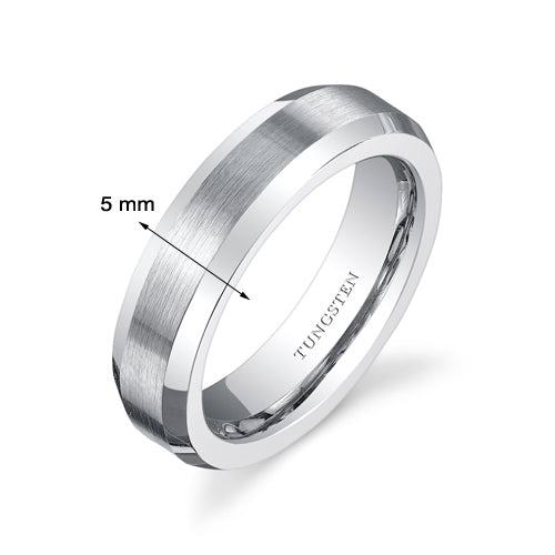 Beveled Edge 5mm Womens Tungsten Band Size 5.5