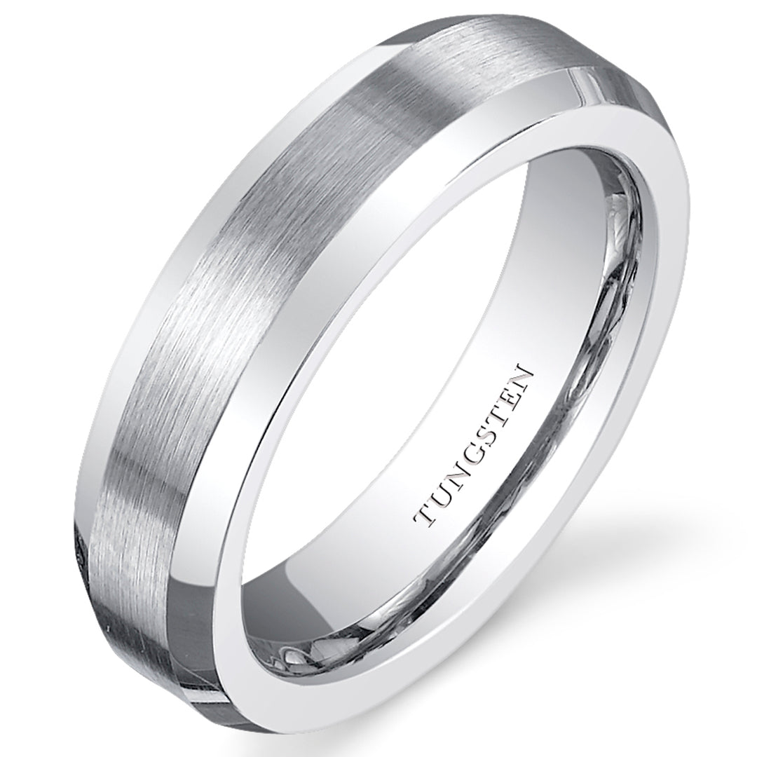 Beveled Edge 5mm Womens Tungsten Band Size 5