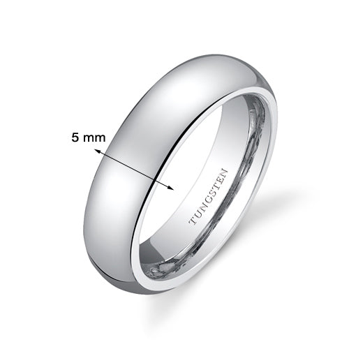 Classy 5mm Dome Style Womens Tungsten Band Size 5