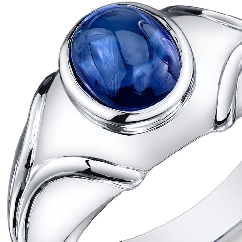 Mens 3.5 cts Sapphire Sterling Silver Ring Size 13
