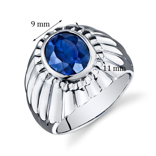 Mens 5.5 cts Sapphire Sterling Silver Ring Size 8