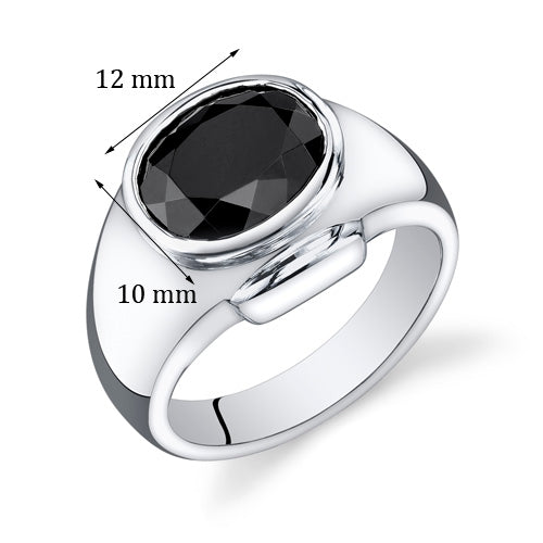 Mens 6.5 cts Black Onyx Sterling Silver Ring Size 12