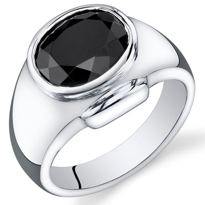 Mens 6.5 cts Black Onyx Sterling Silver Ring Size 11