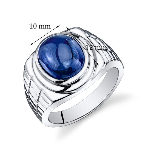 Mens 8 cts Sapphire Sterling Silver Ring Size 10