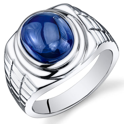 Mens 8 cts Sapphire Sterling Silver Ring Size 10