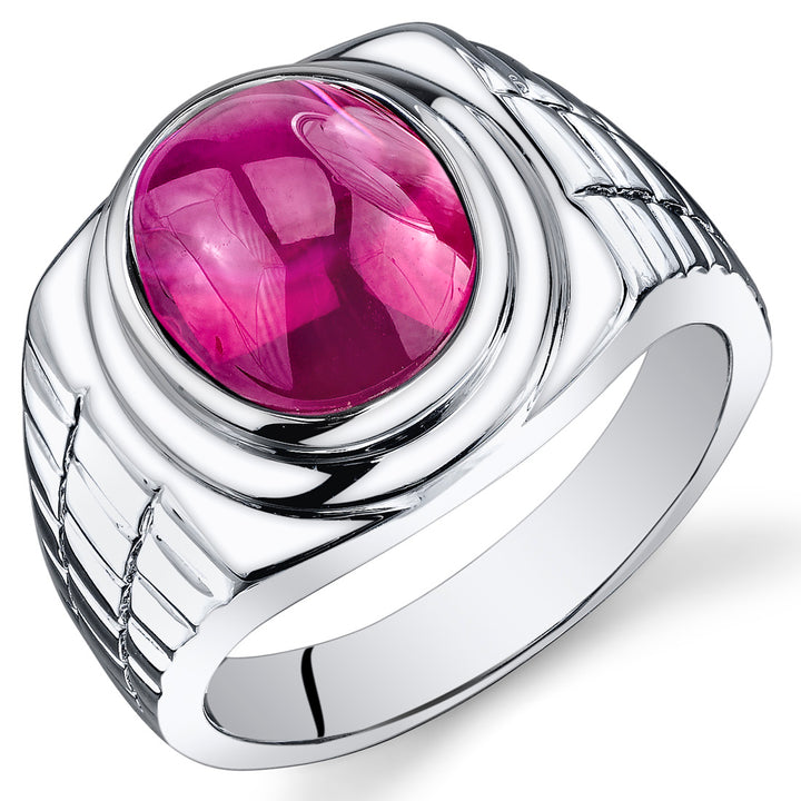 Mens 8 cts Ruby Sterling Silver Ring Size 10