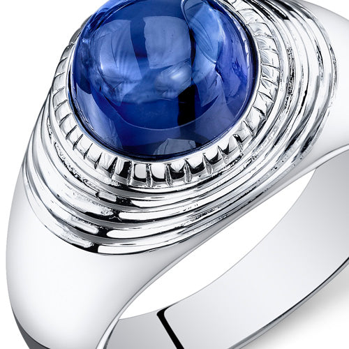 Mens 6.5 cts Sapphire Sterling Silver Ring Size 13