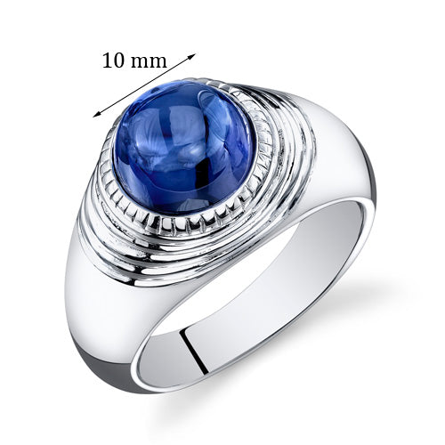 Mens 6.5 cts Sapphire Sterling Silver Ring Size 13