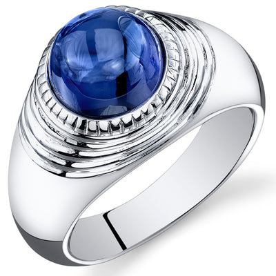 Mens 6.5 cts Sapphire Sterling Silver Ring Size 9