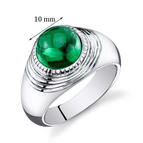 Mens 5.5 cts Emerald Sterling Silver Ring Size 11