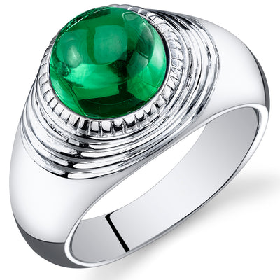 Mens 5.5 cts Emerald Sterling Silver Ring Size 11