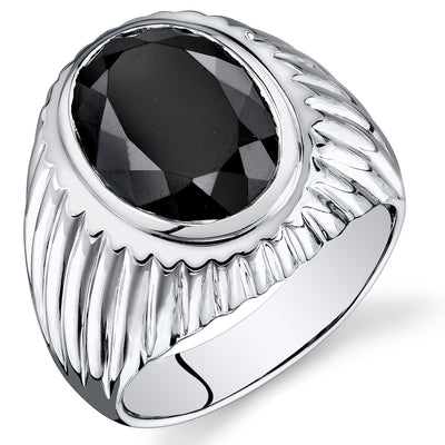 Mens 7 cts Black Onyx Sterling Silver Ring Size 12