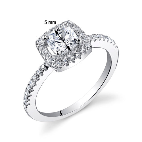 Sterling Silver Ring for Women Cushion Cut Cubic Zirconia Size 9