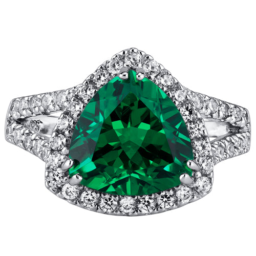 Emerald Ring Sterling Silver Triangle Shape 5 Carats Size 5