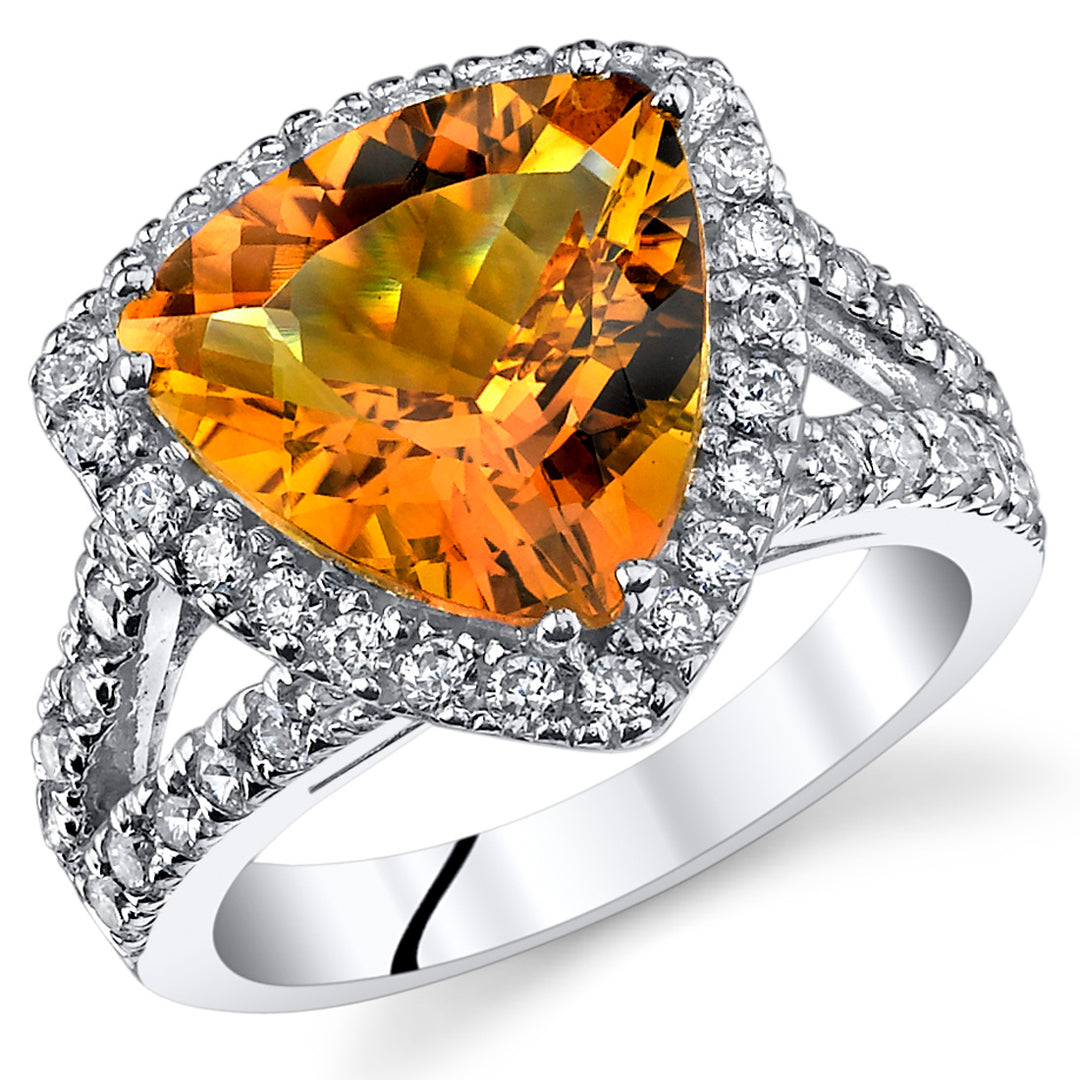 Citrine Sterling Silver Ring 3.75 Carats Trillion Cut Size 7