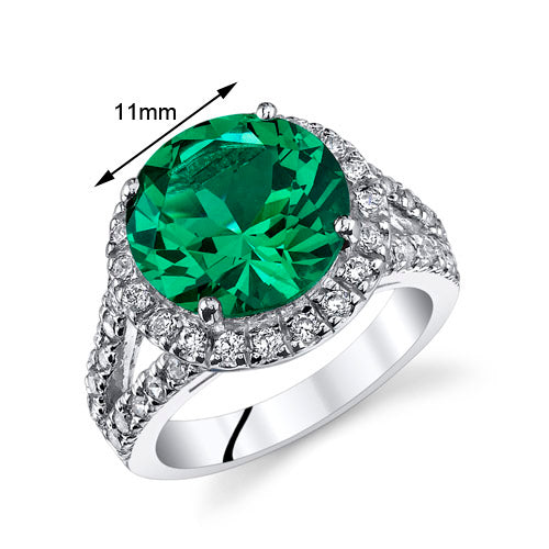 6.00 Carats Emerald Engagement Ring Sterling Silver Size 6
