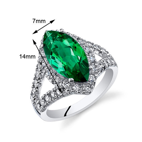 Simulated Emerald Marquise Cut Sterling Silver Ring Size 6