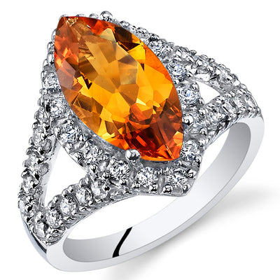 Citrine Marquise Cut Sterling Silver Ring Size 5