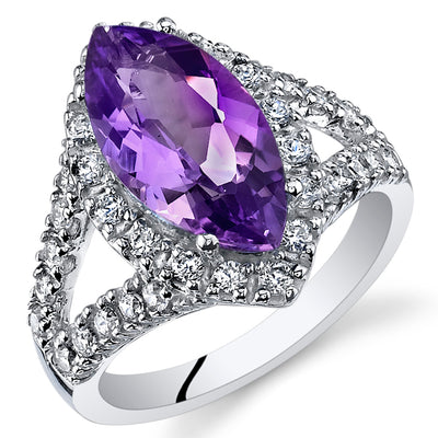 Amethyst Marquise Cut Sterling Silver Ring Size 5