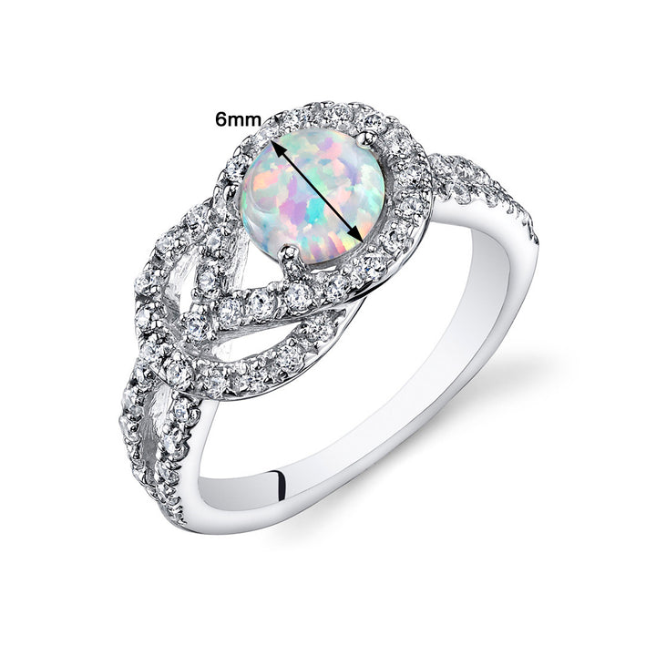 White Opal Ring Sterling Silver Round Shape 0.75 Carat Size 9