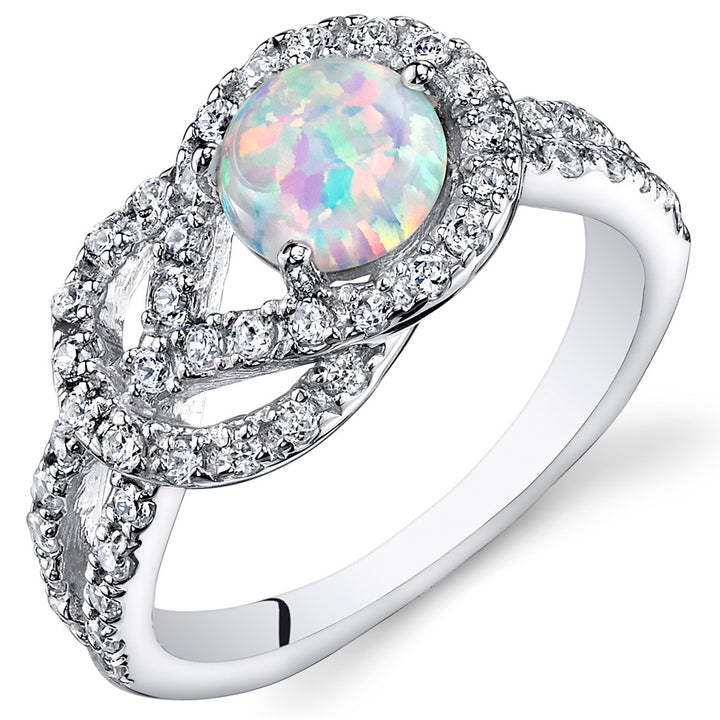 White Opal Ring Sterling Silver Round Shape 0.75 Carat Size 7