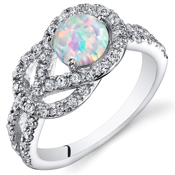 White Opal Ring Sterling Silver Round Shape 0.75 Carat Size 9