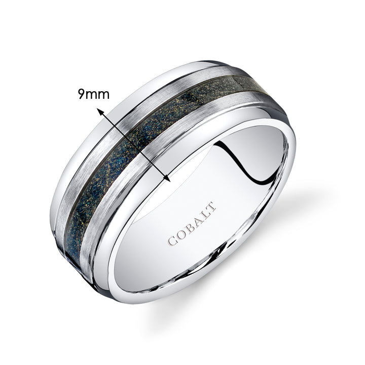 Mens 9mm Cobalt Band  Carbon Fiber Size 13.5