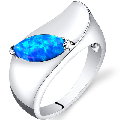 Created Opal Marquise Cut Sterling Silver Ring Size 6