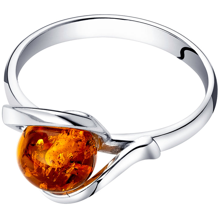 Baltic Amber Ring Sterling Silver Cognac Size 5
