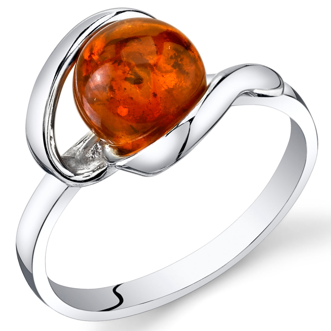 Baltic Amber Ring Sterling Silver Cognac Size 5